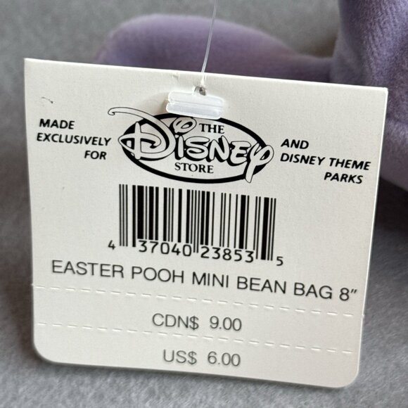 Easter Pooh Purple Bunny Winnie The Pooh Disney Store Bean Bag 8" Plush Tail - Picture 3 of 3